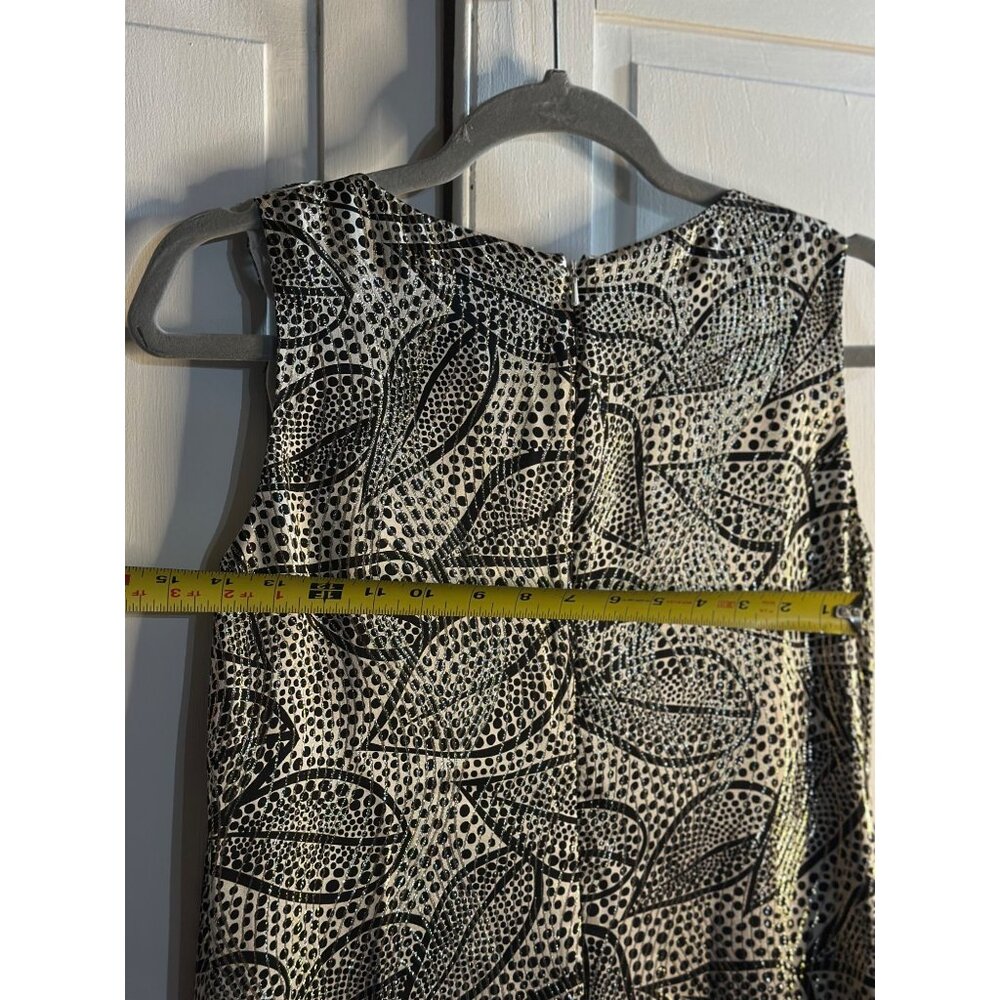 Tory Burch Womens Silk Blend Jacquard Sheath Dress Gold Black Elegant Shoulder 8 - Picture 7 of 9